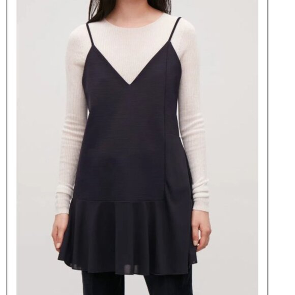 COS Black Flouncy Mini Dress - Size L - Picture 1 of 8